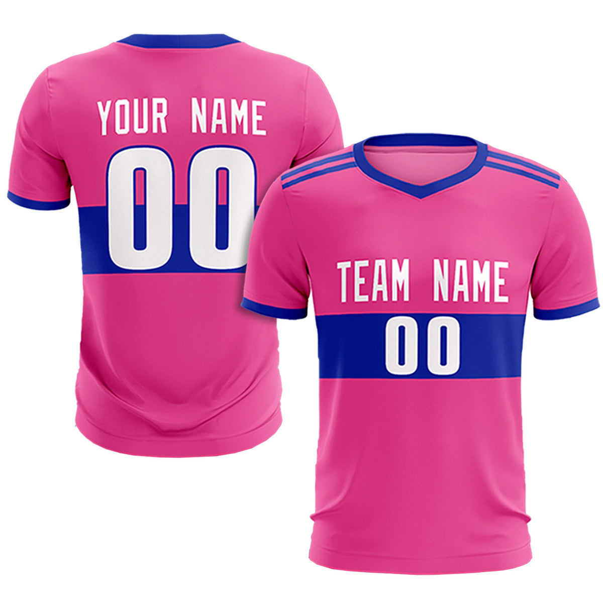 Custom Pink-Royal Blue Breathable Soccer Sets Jersey