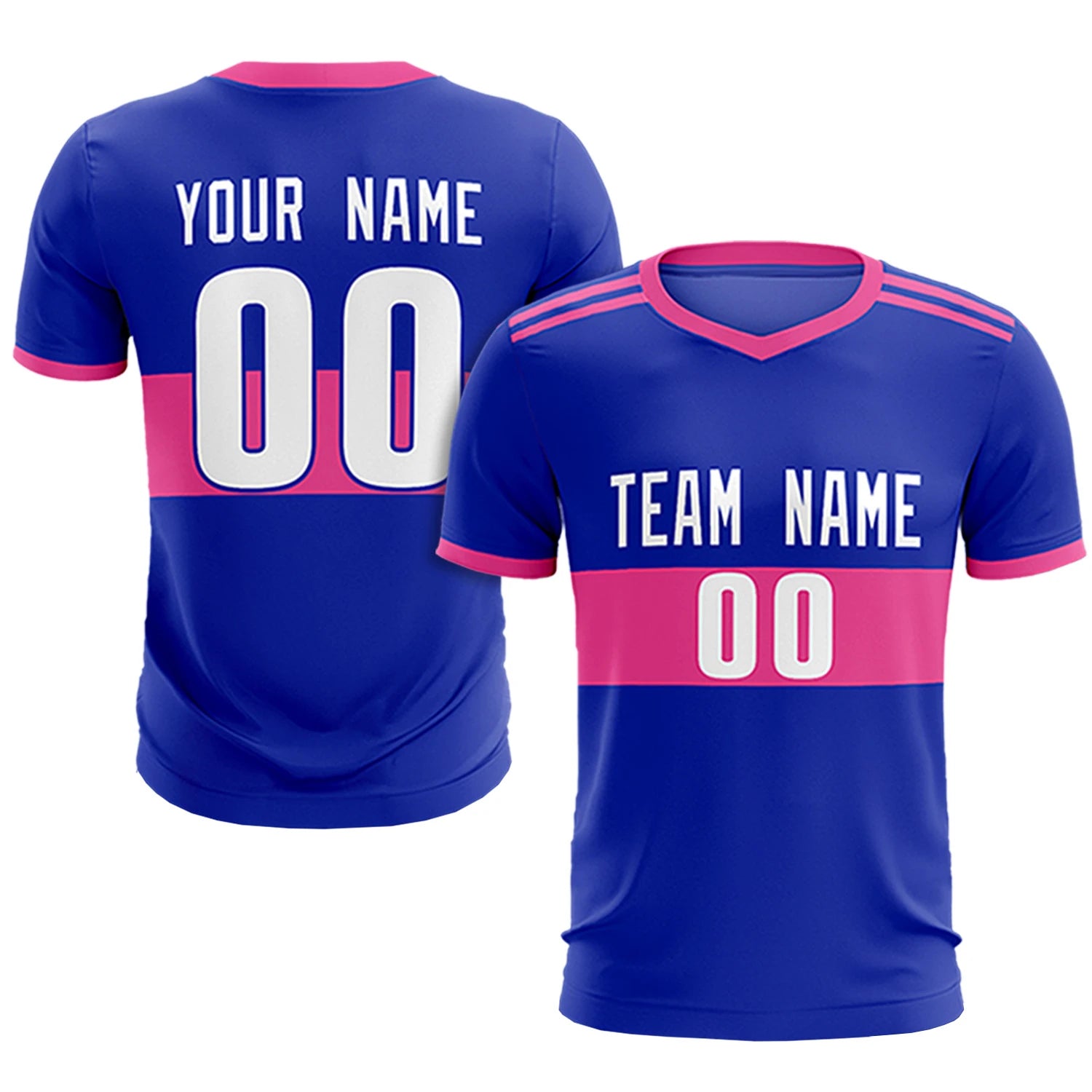 Custom Royal Blue-Pink Breathable Soccer Sets Jersey