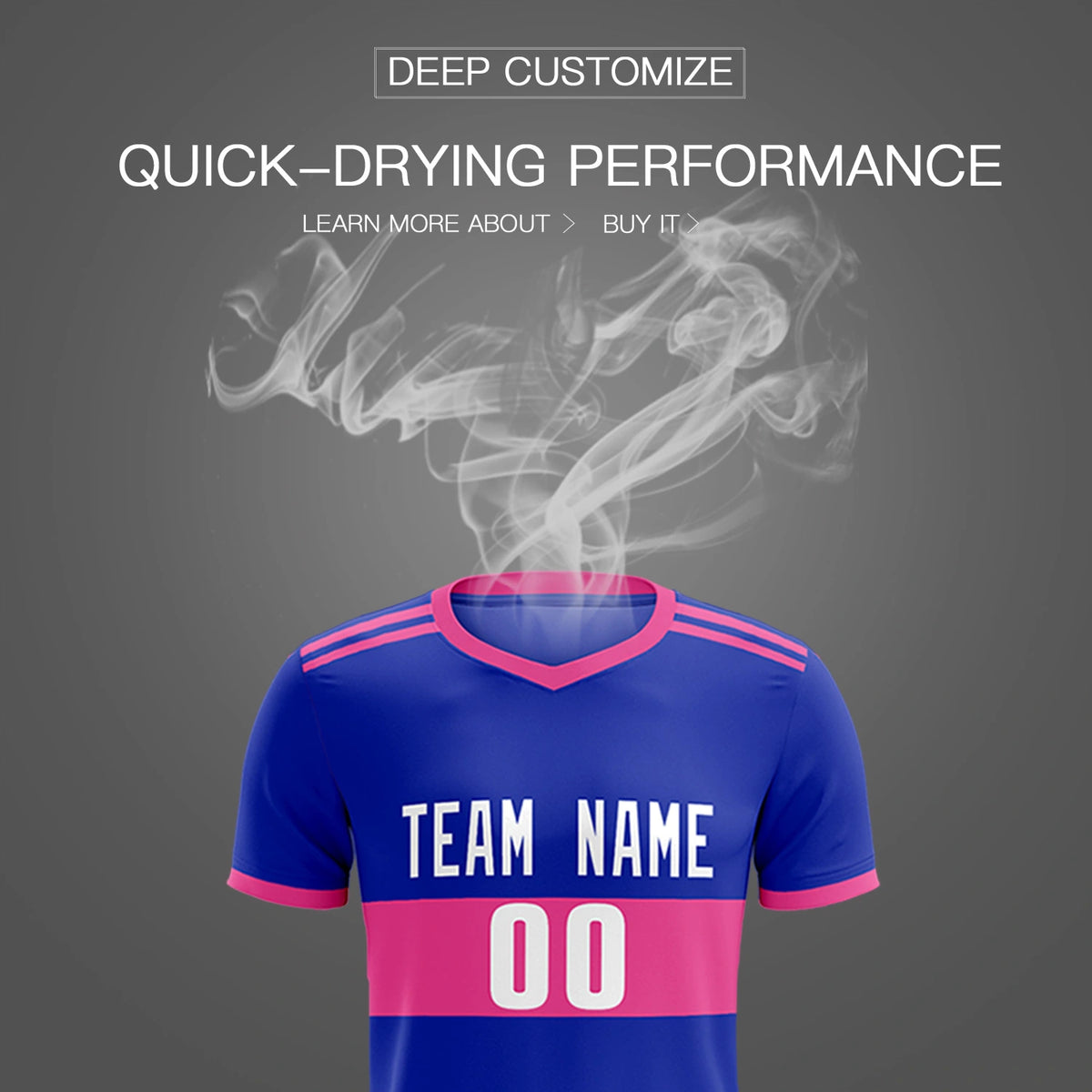 Custom Royal Blue-Pink Breathable Soccer Sets Jersey