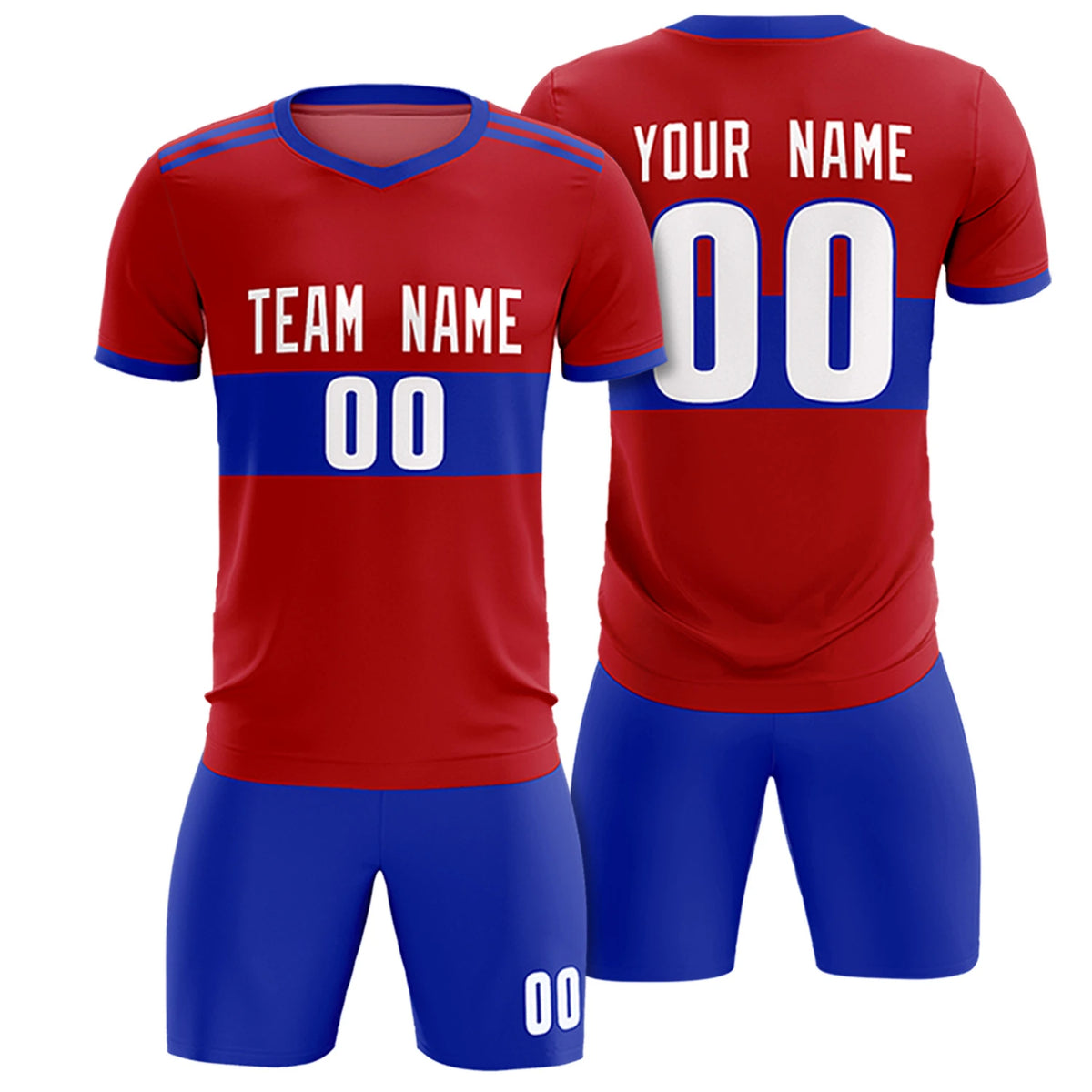 Custom Red-Royal Blue Breathable Soccer Sets Jersey