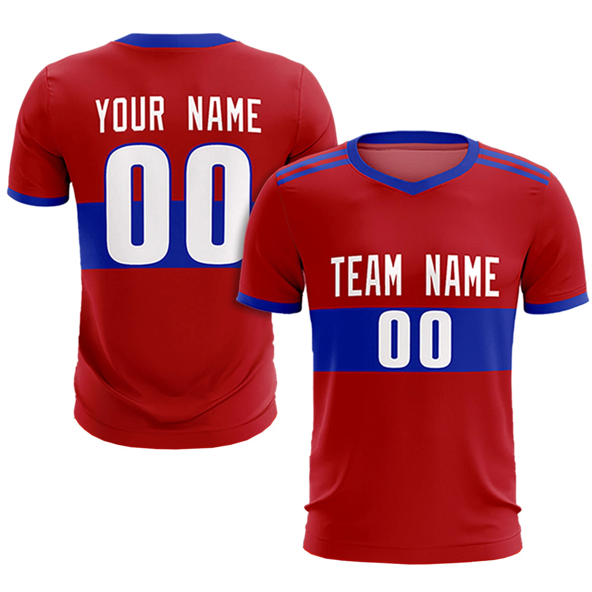 Custom Red-Royal Blue Breathable Soccer Sets Jersey