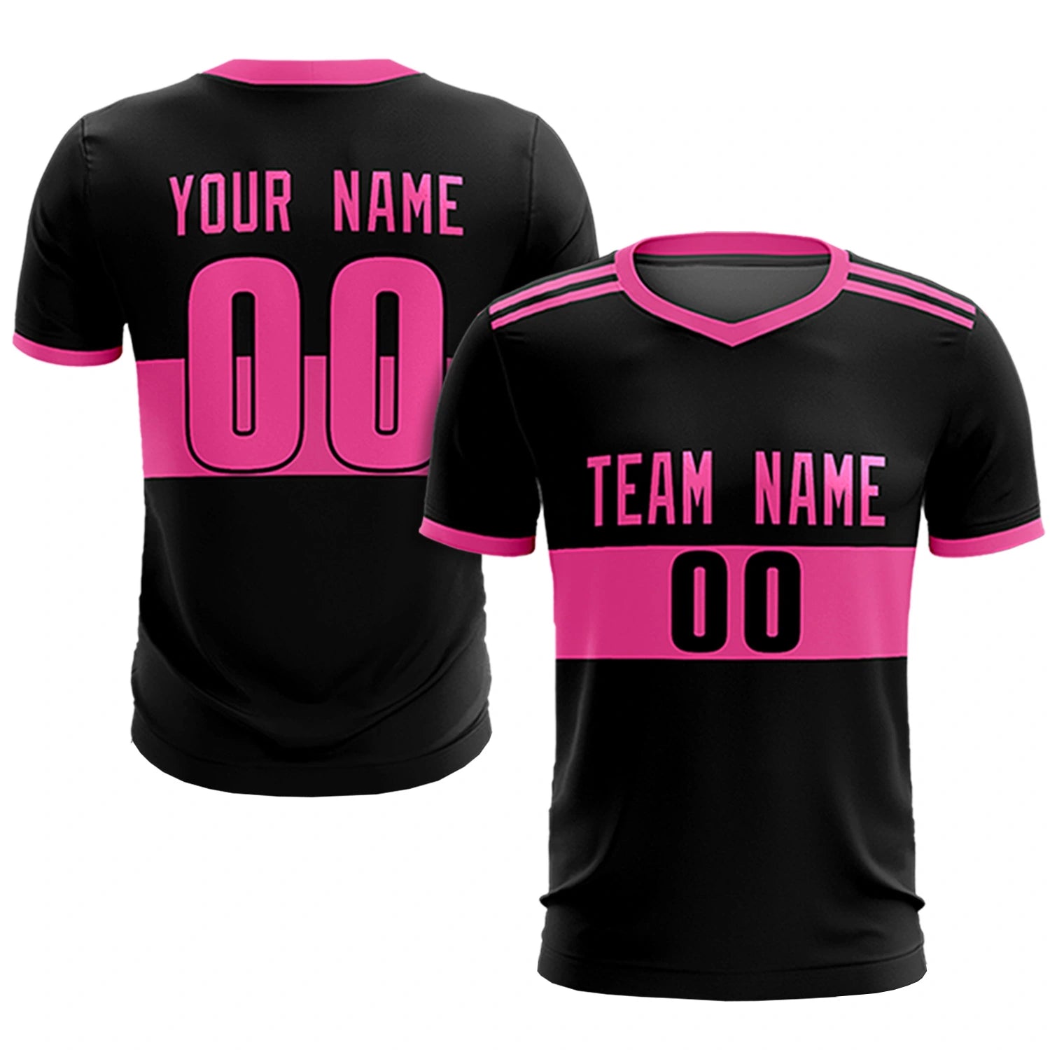 Custom Black Pink Breathable Soccer Sets Jersey