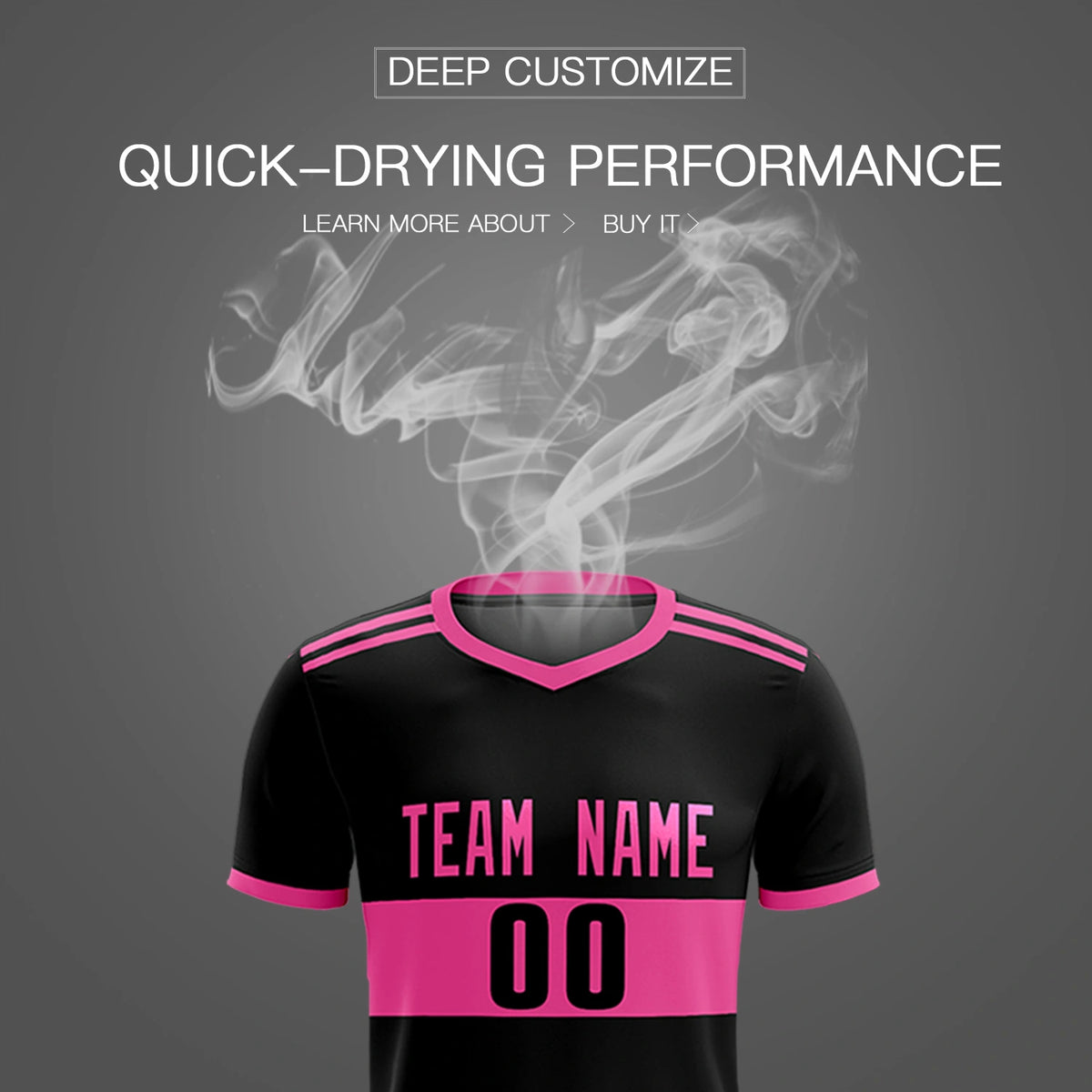 Custom Black Pink Breathable Soccer Sets Jersey