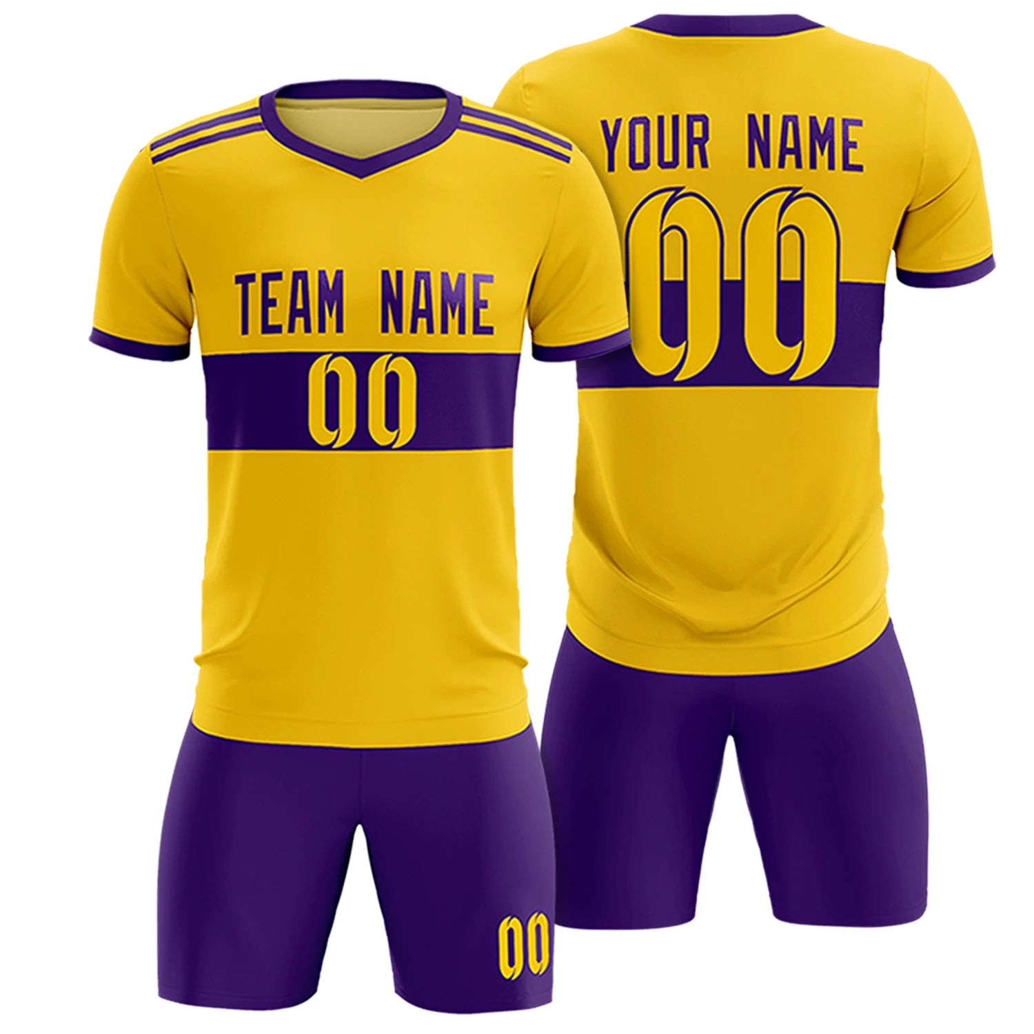 Custom Gold 01-Purple Breathable Soccer Sets Jersey
