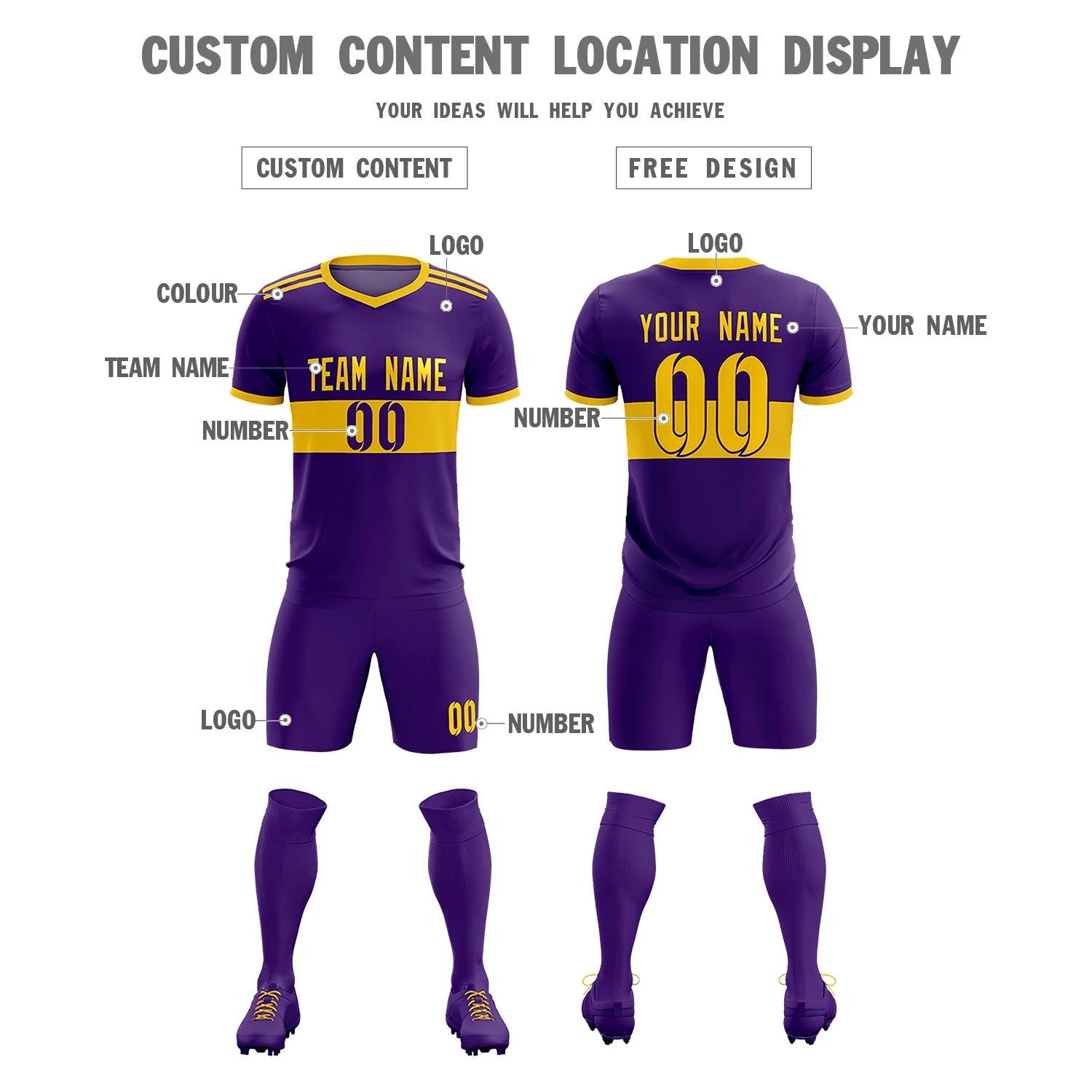 Custom Purple-Gold 01 Breathable Soccer Sets Jersey