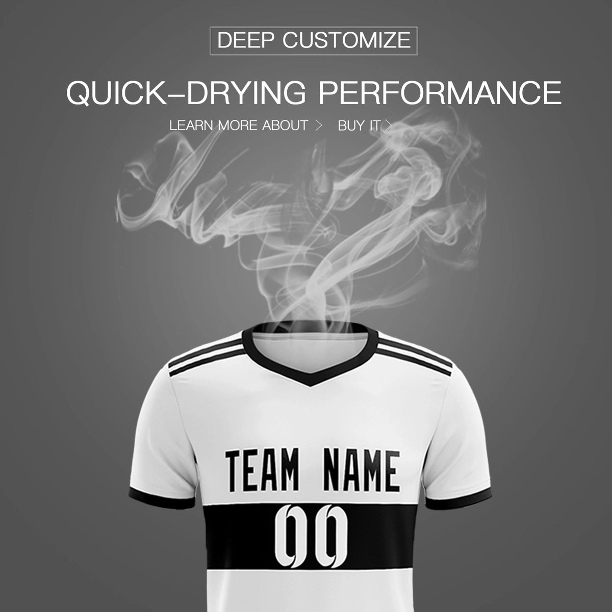 Custom White Black Breathable Soccer Sets Jersey