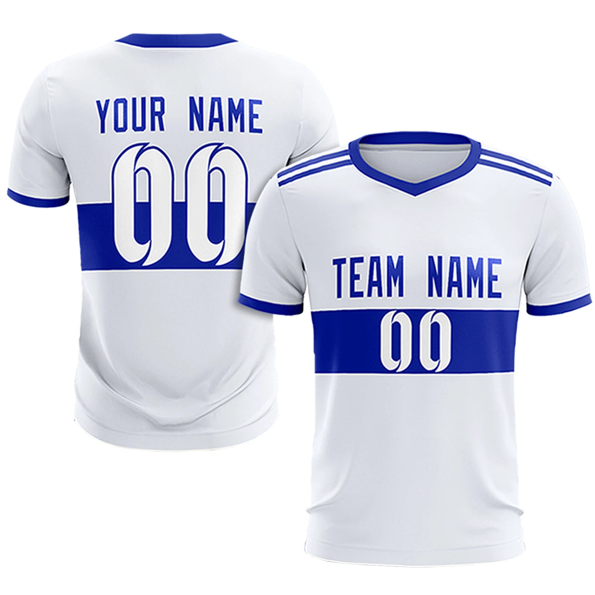 Custom White-Royal Blue Breathable Soccer Sets Jersey
