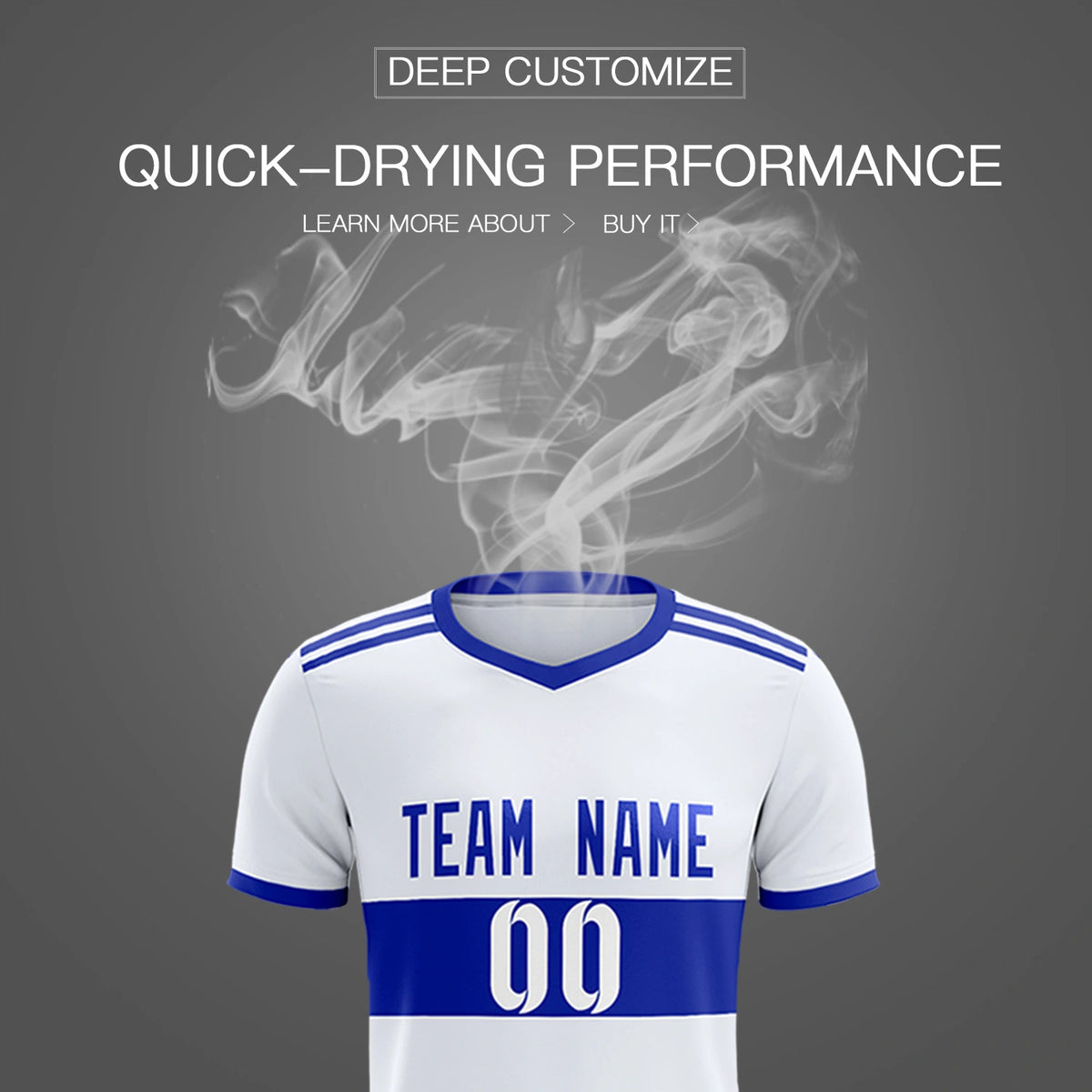 Custom White-Royal Blue Breathable Soccer Sets Jersey