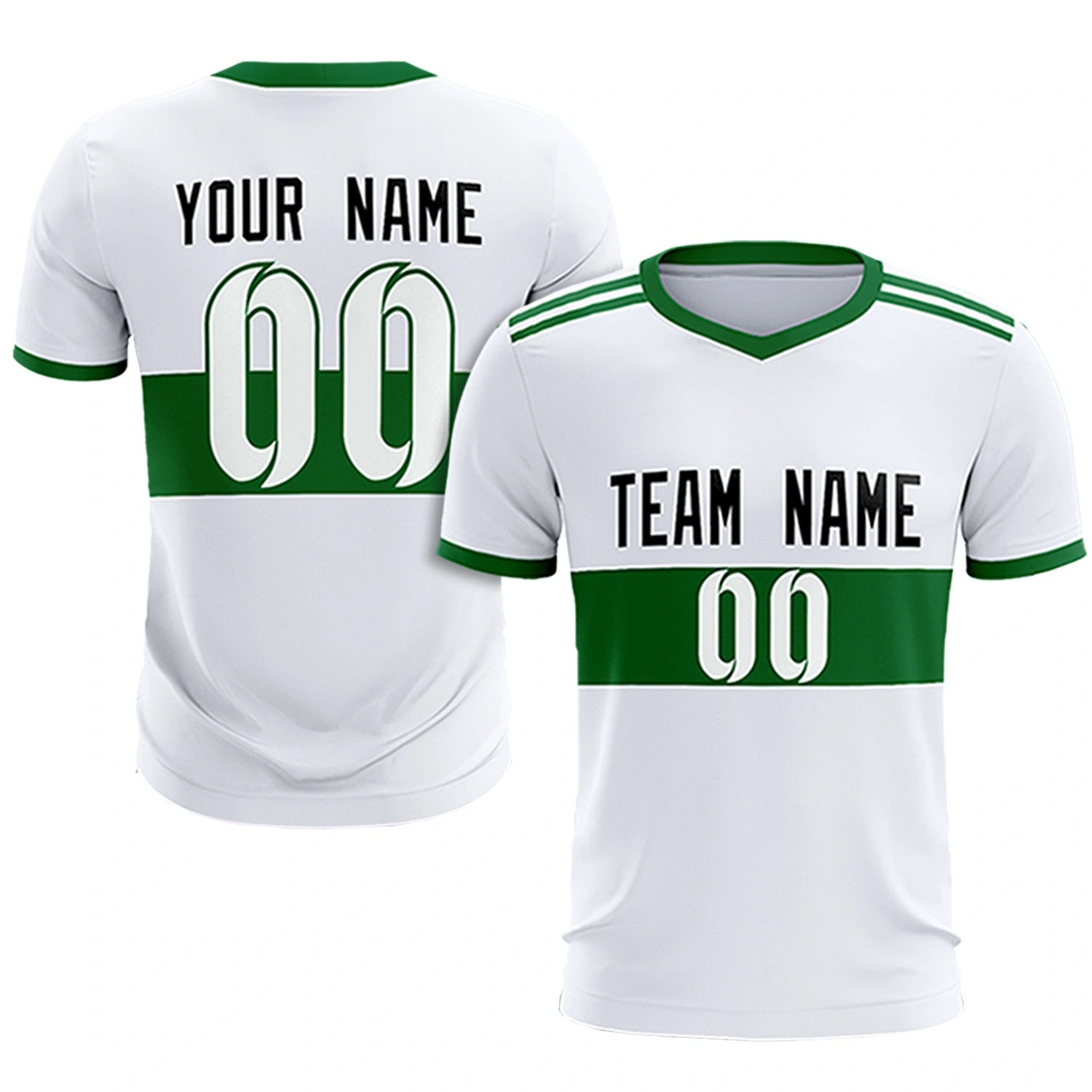 Custom White-Kelly Green Breathable Soccer Sets Jersey