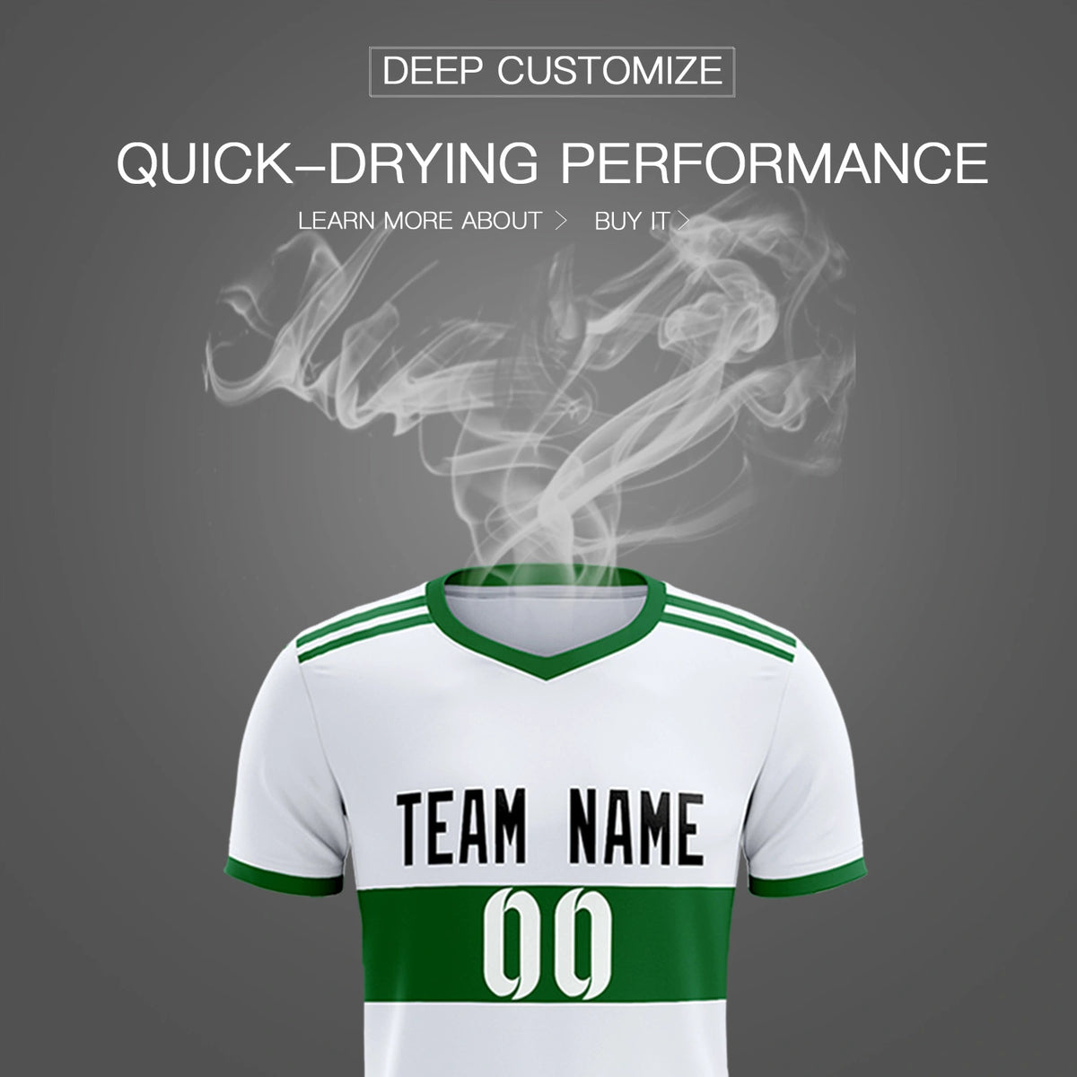 Custom White-Kelly Green Breathable Soccer Sets Jersey