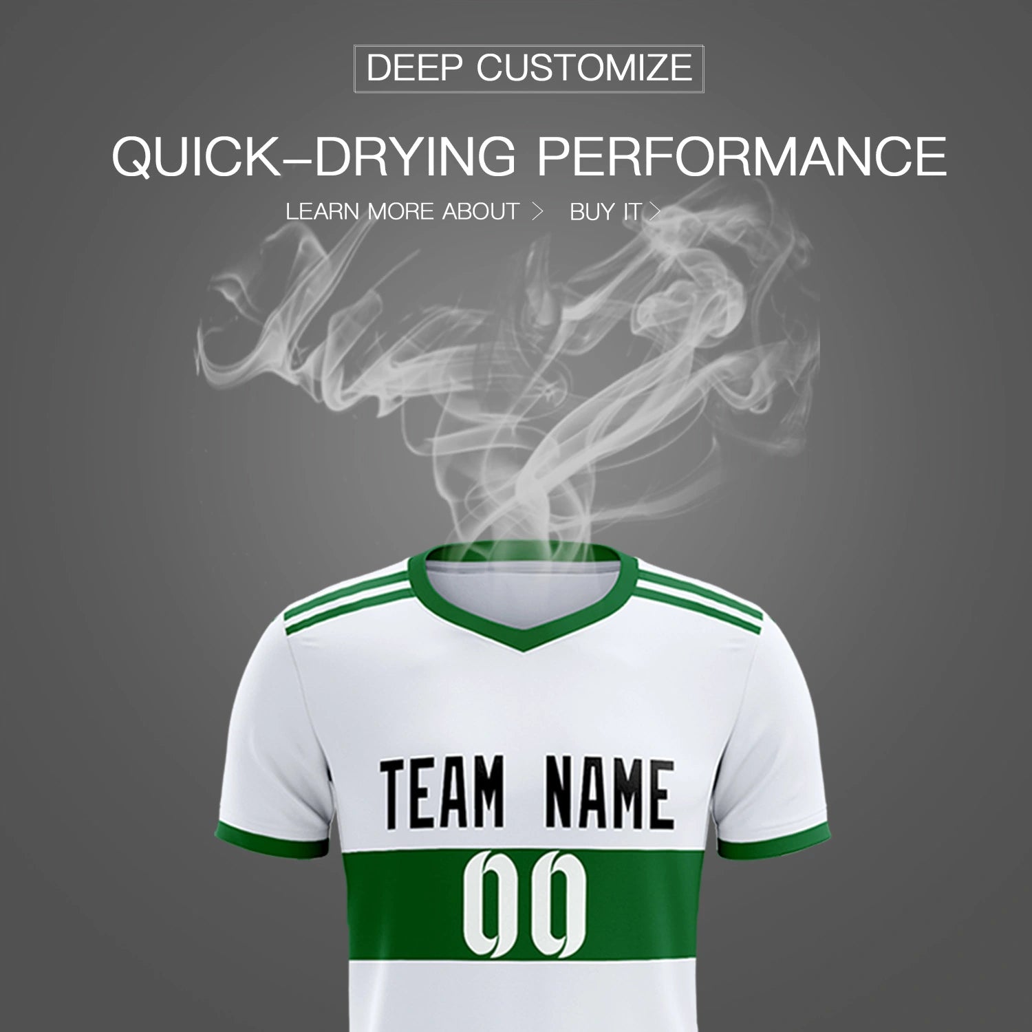 Custom White-Kelly Green Breathable Soccer Sets Jersey