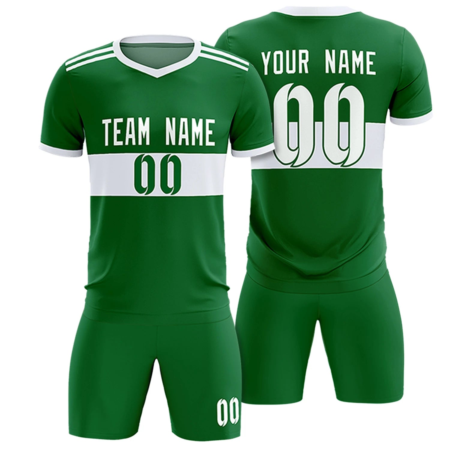 Custom Kelly Green-White Breathable Soccer Sets Jersey