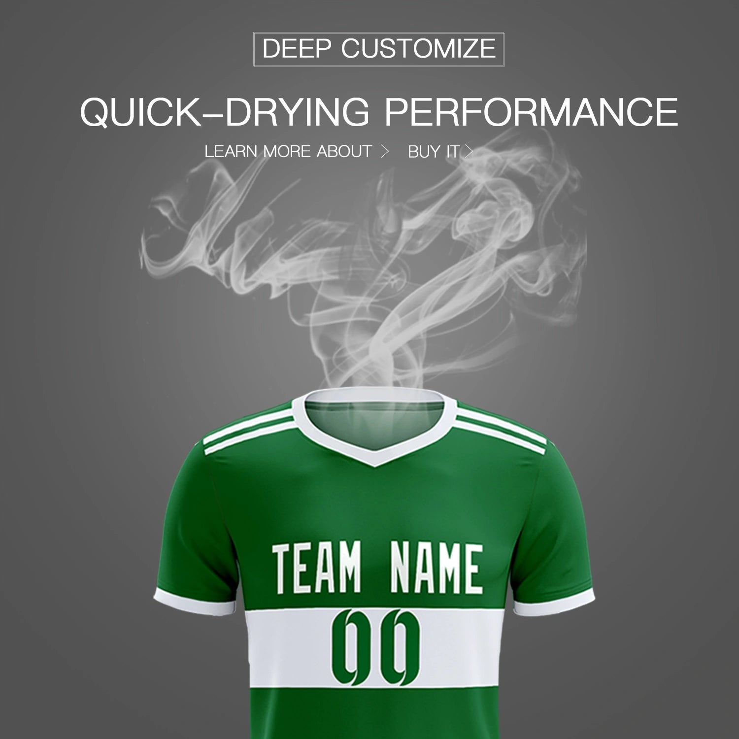 Custom Kelly Green-White Breathable Soccer Sets Jersey