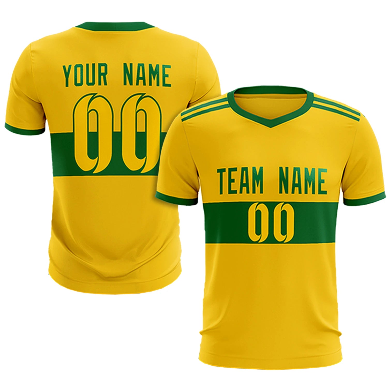 Custom Gold 01-Kelly Green Breathable Soccer Sets Jersey