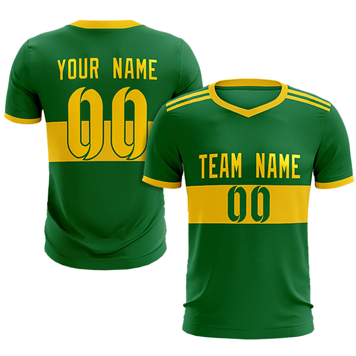 Custom Kelly Green-Gold 01 Breathable Soccer Sets Jersey