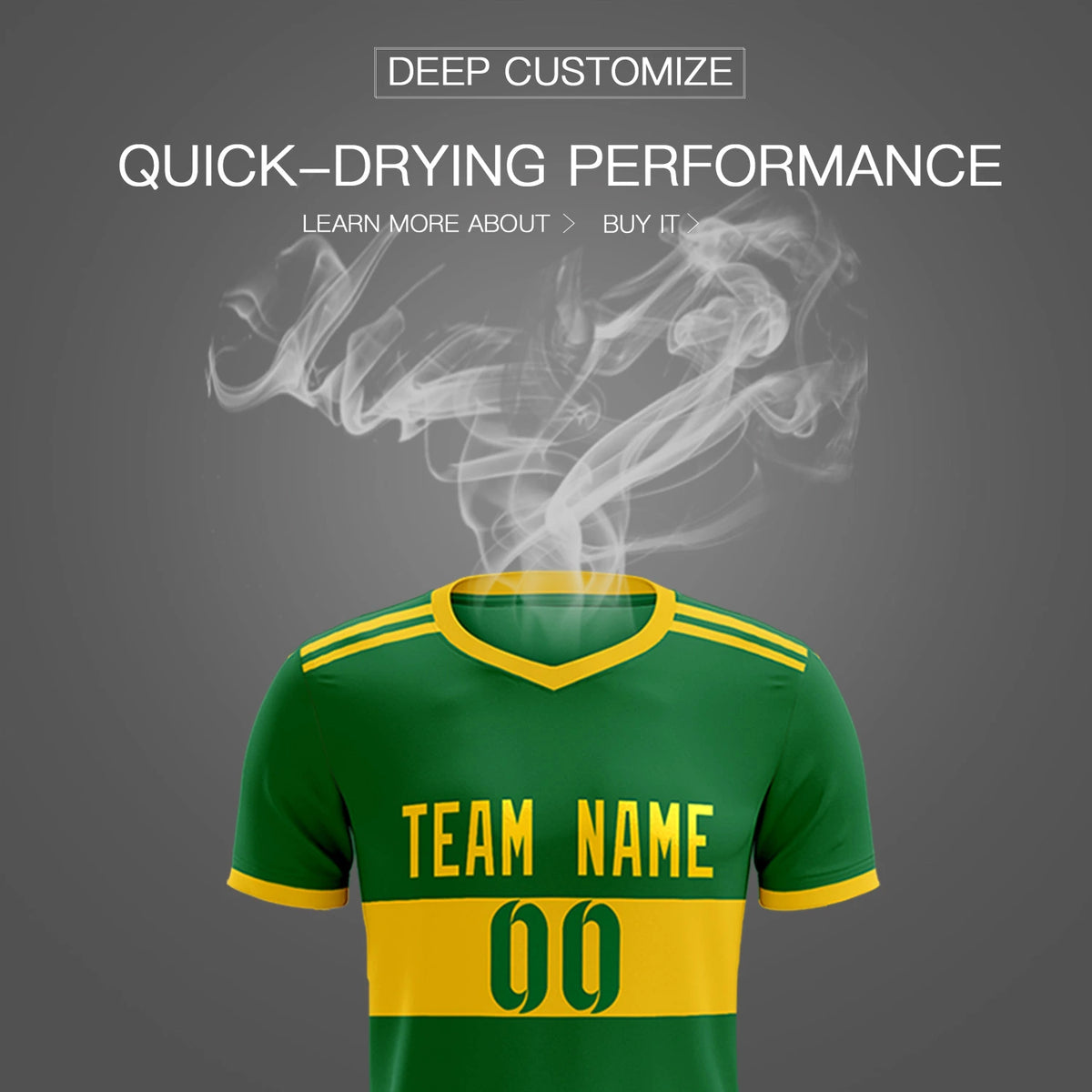 Custom Kelly Green-Gold 01 Breathable Soccer Sets Jersey