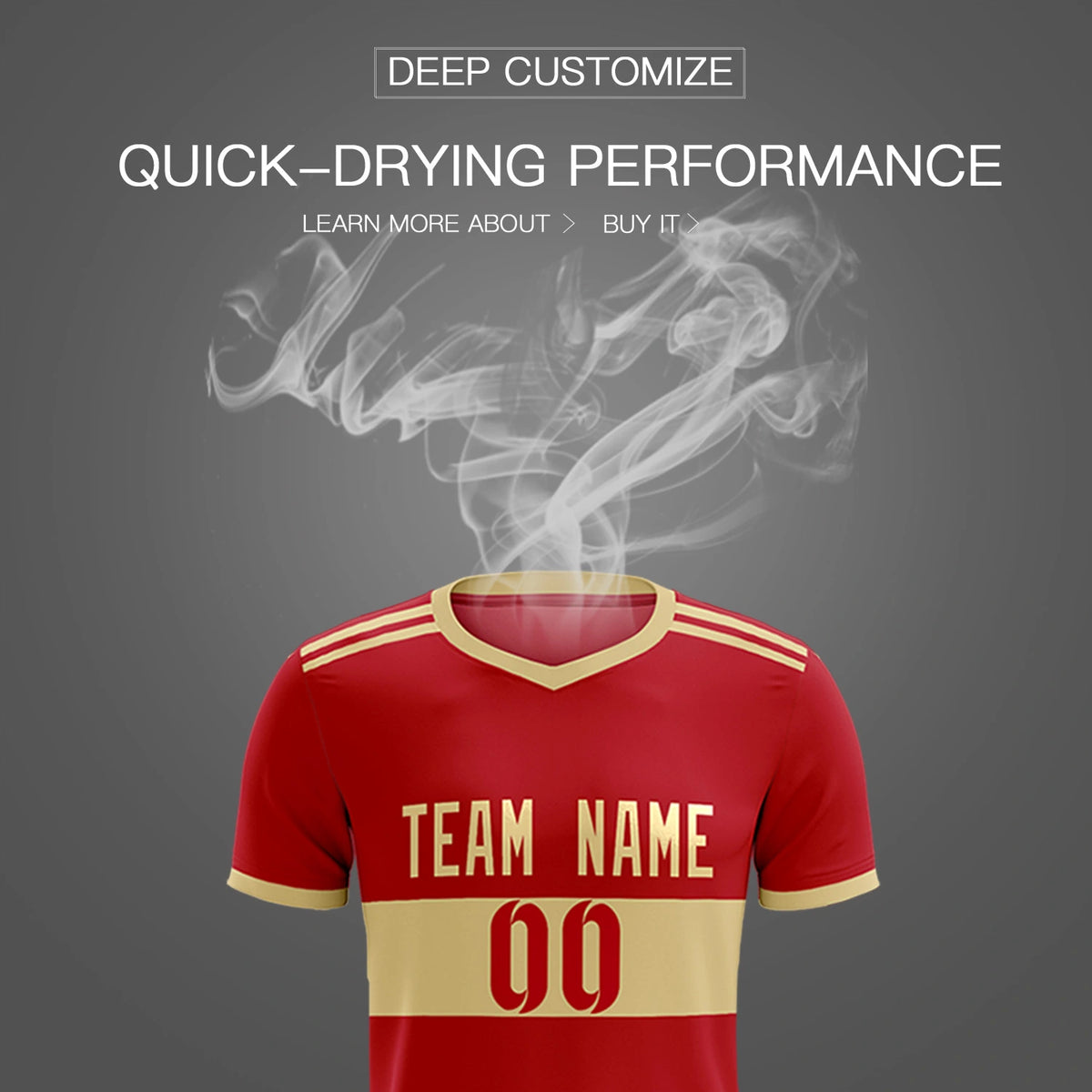 Custom Red Khaki Breathable Soccer Sets Jersey
