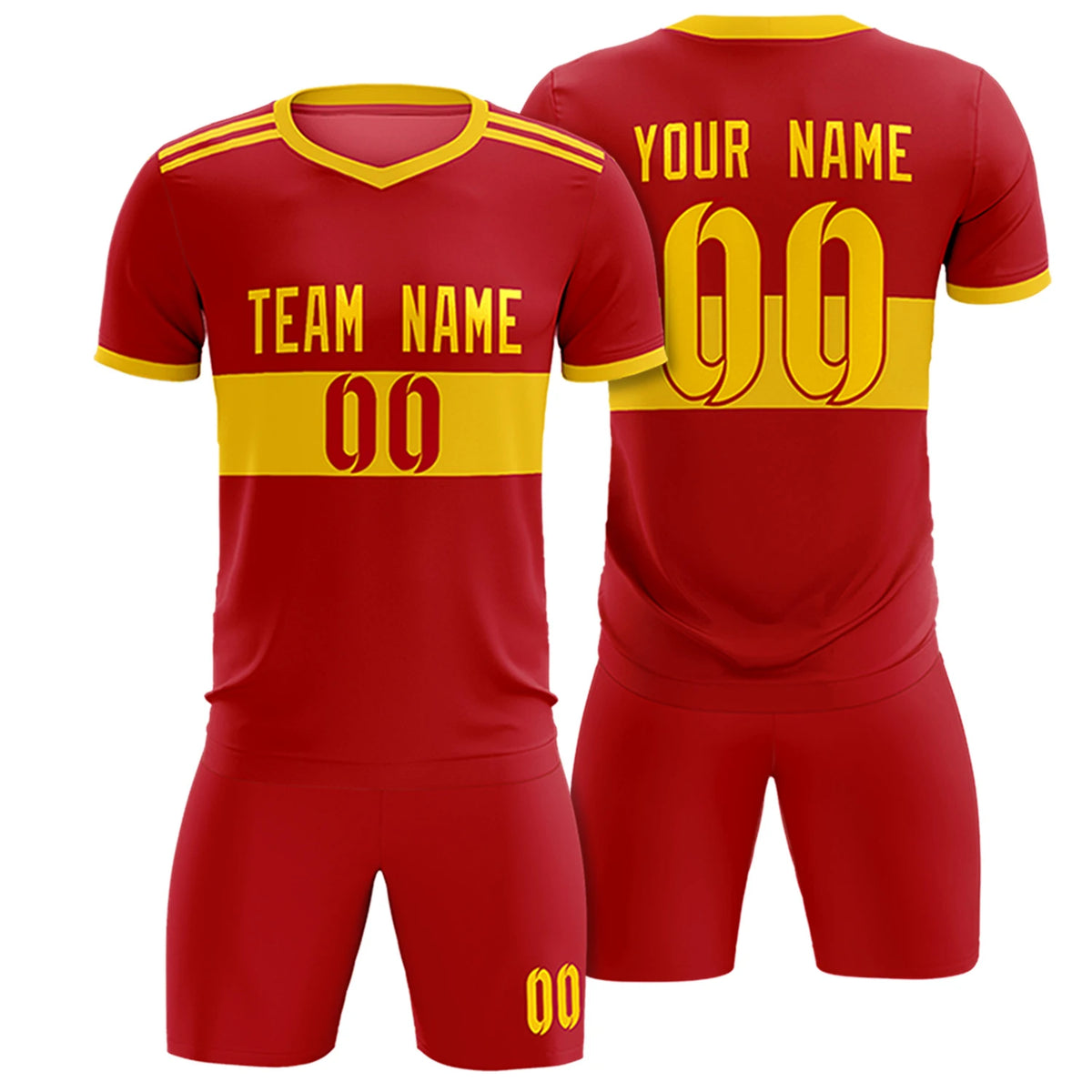 Custom Red Gold01 Breathable Soccer Sets Jersey
