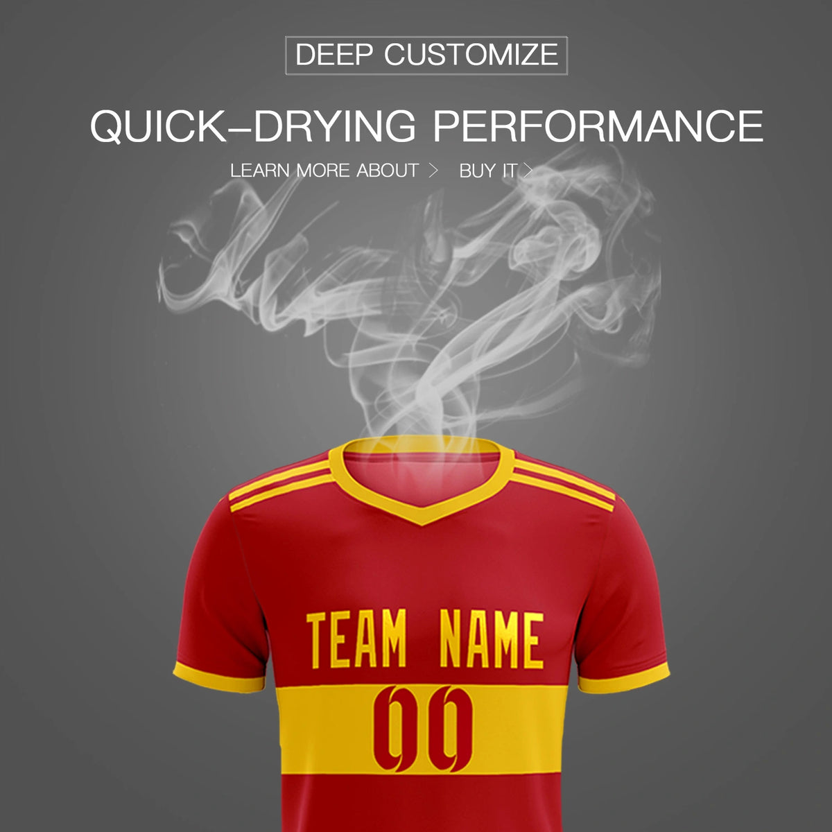Custom Red Gold01 Breathable Soccer Sets Jersey