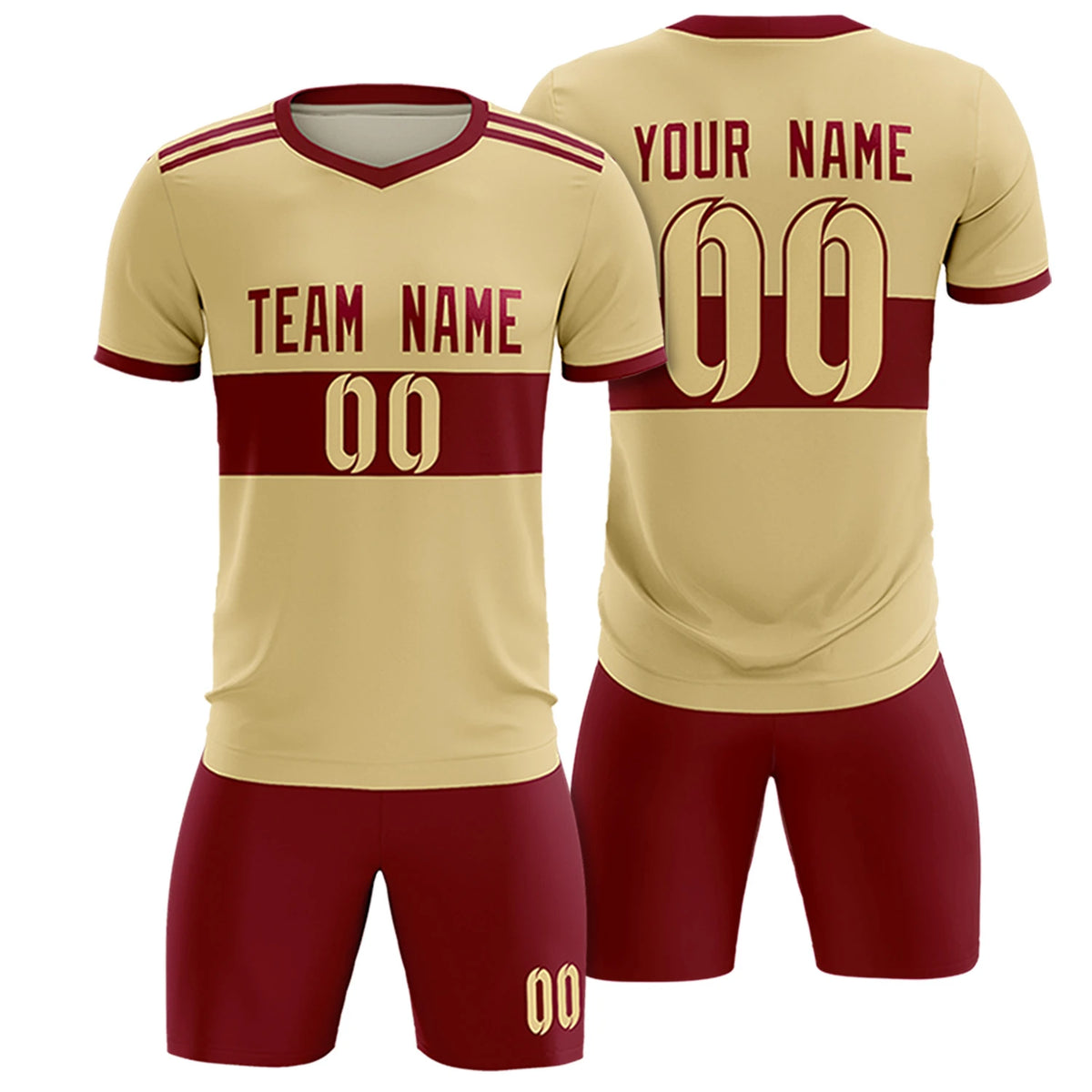Custom Khaki Crimson Breathable Soccer Sets Jersey