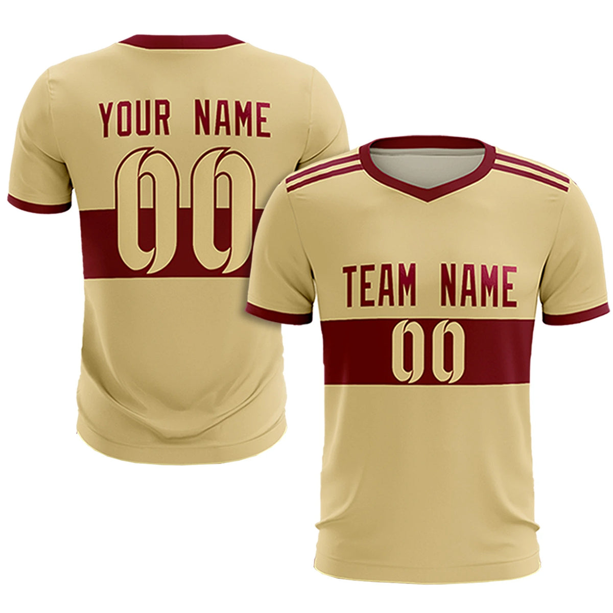 Custom Khaki Crimson Breathable Soccer Sets Jersey