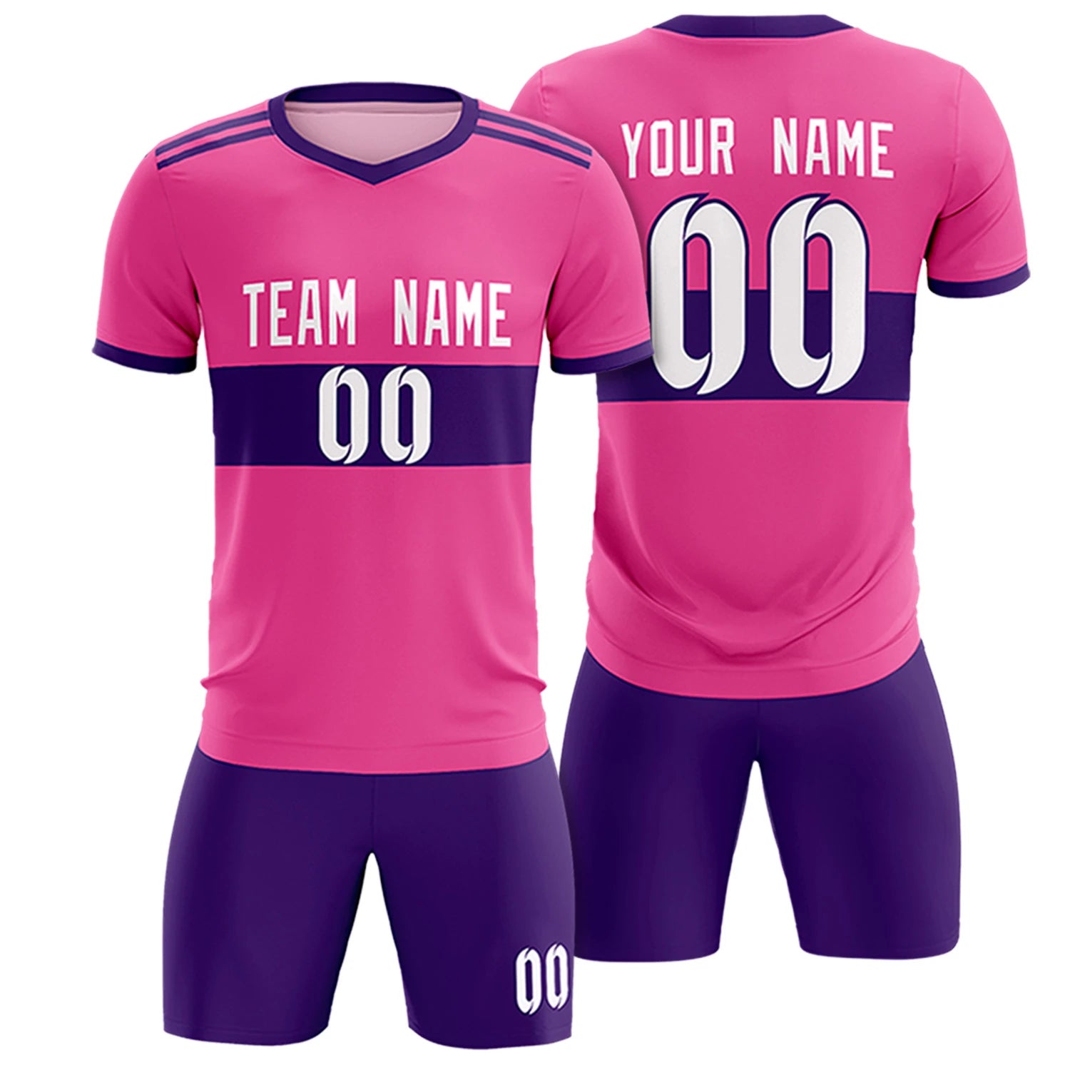 Custom Pink Purple Breathable Soccer Sets Jersey