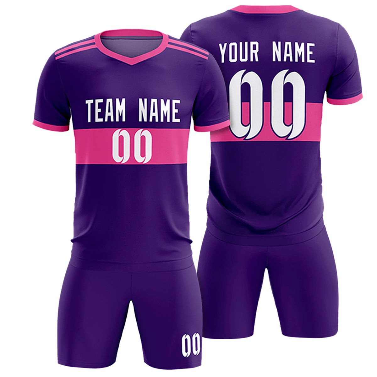 Custom Purple Pink Breathable Soccer Sets Jersey