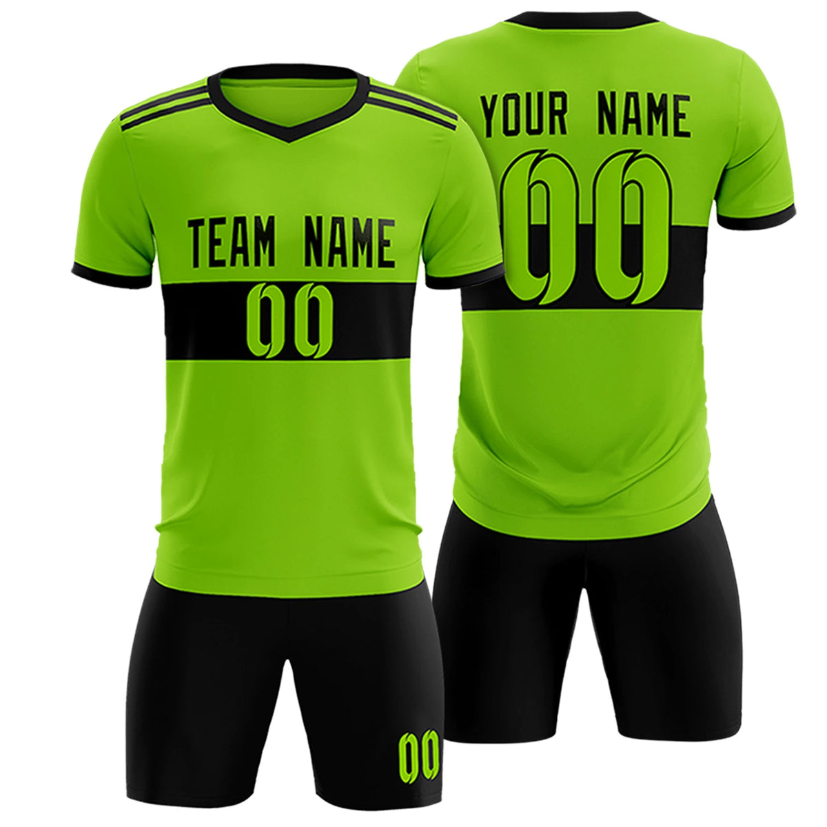 Custom Neon Green-Black Breathable Soccer Sets Jersey