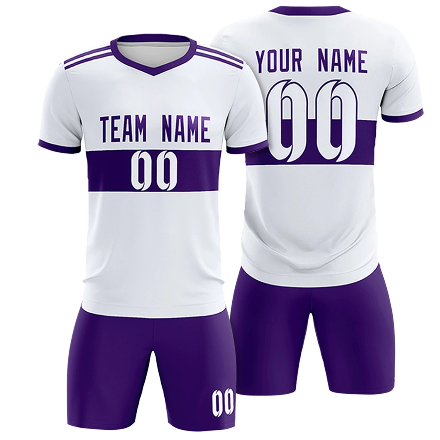 Custom White Purple Breathable Soccer Sets Jersey
