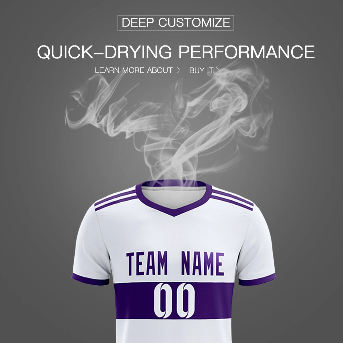 Custom White Purple Breathable Soccer Sets Jersey