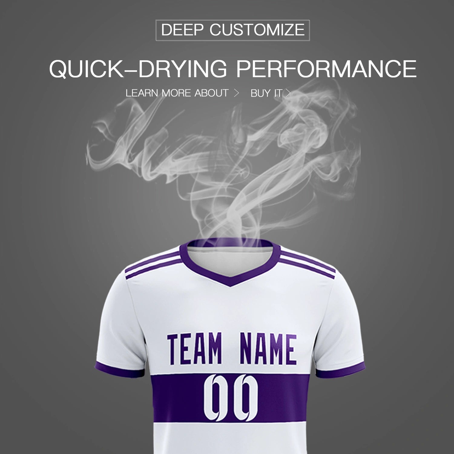 Custom White Purple Breathable Soccer Sets Jersey