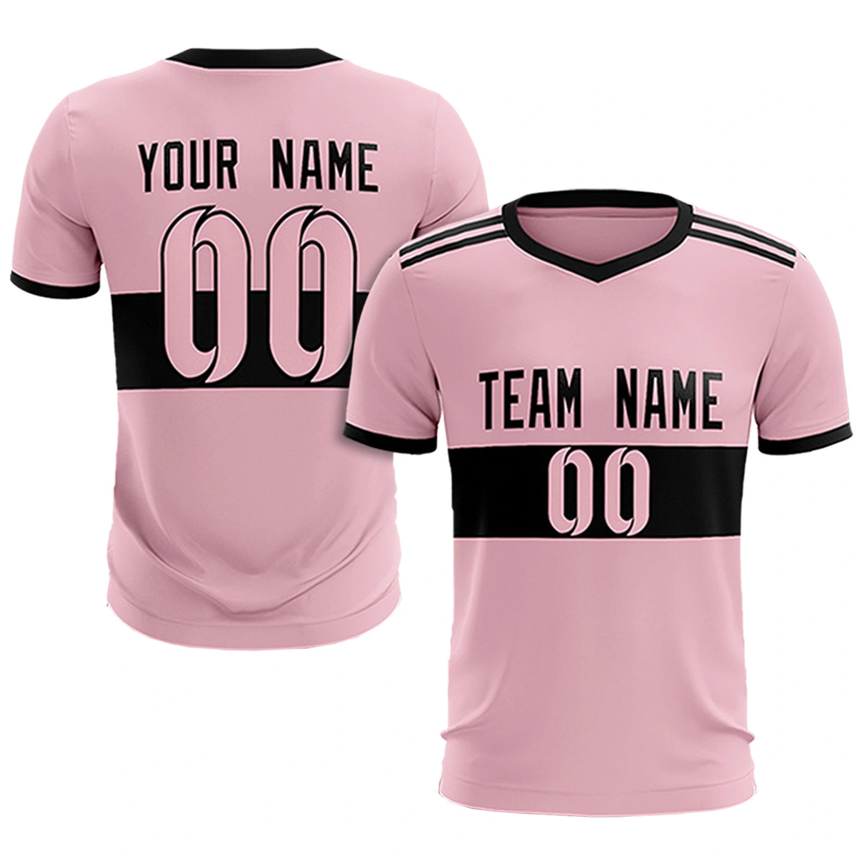 Custom Light Pink-Black Breathable Soccer Sets Jersey