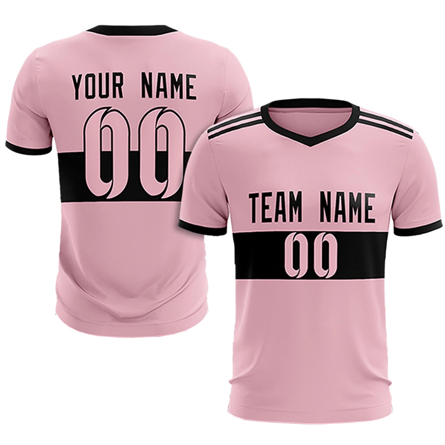 Custom Light Pink-Black Breathable Soccer Sets Jersey