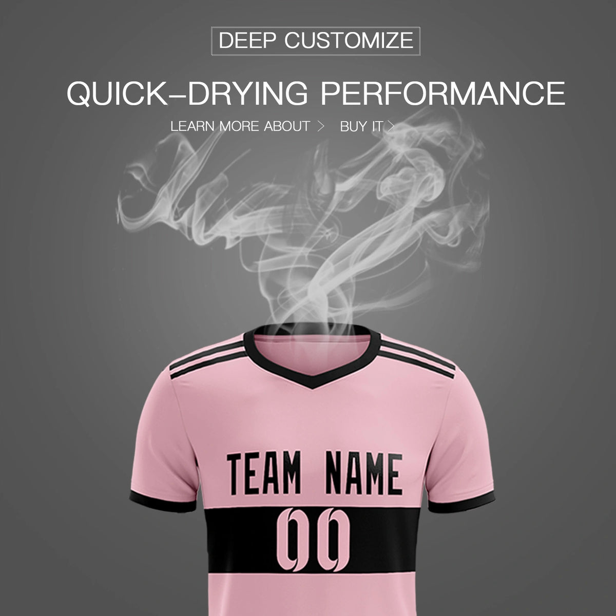 Custom Light Pink-Black Breathable Soccer Sets Jersey