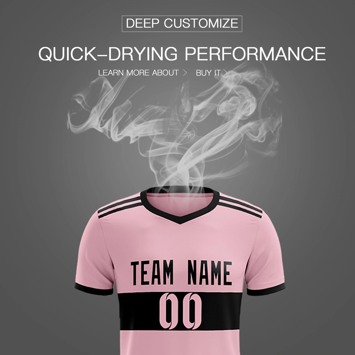 Custom Light Pink-Black Breathable Soccer Sets Jersey