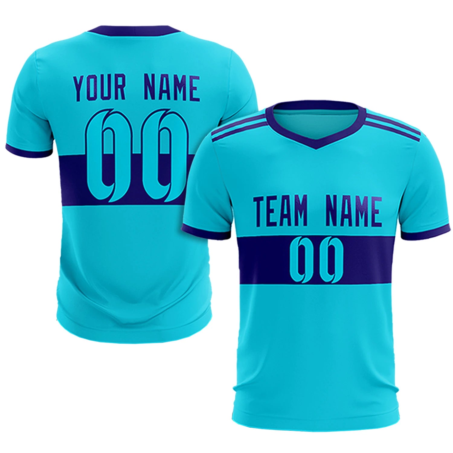 Custom Sky Blue-Black Breathable Soccer Sets Jersey