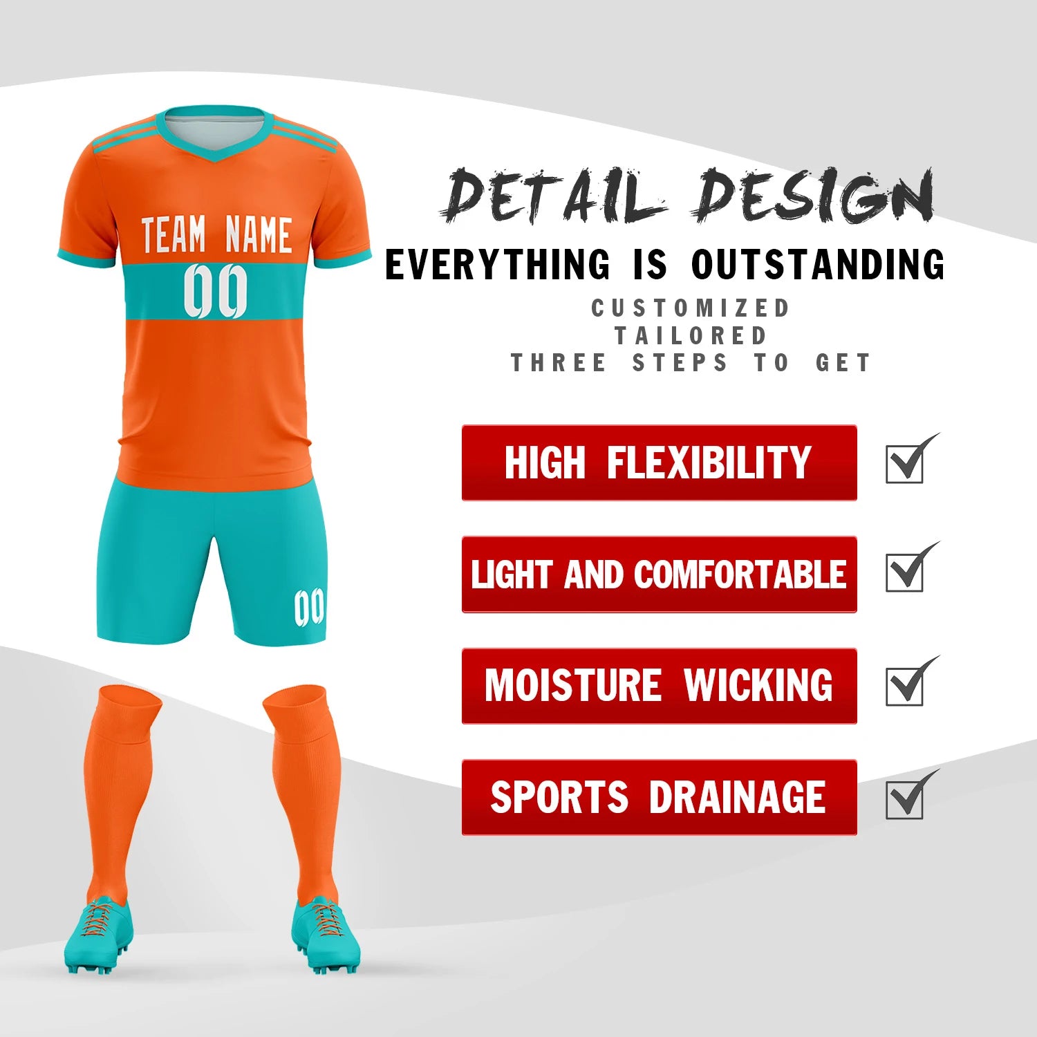 Custom Orange-Bright Green Breathable Soccer Sets Jersey