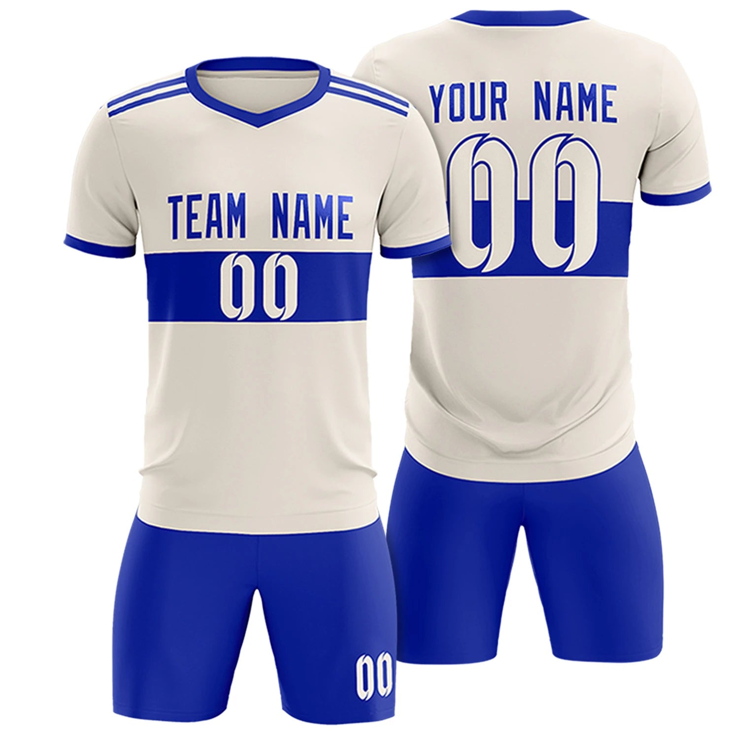 Custom Khaki-Royal Blue Breathable Soccer Sets Jersey