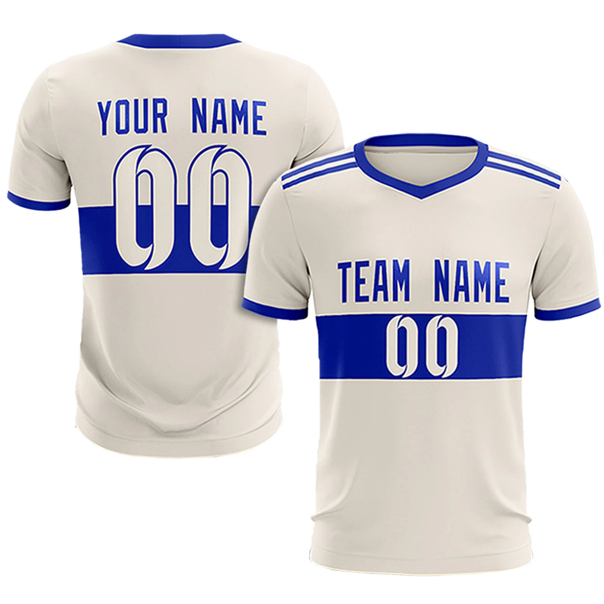 Custom Khaki-Royal Blue Breathable Soccer Sets Jersey