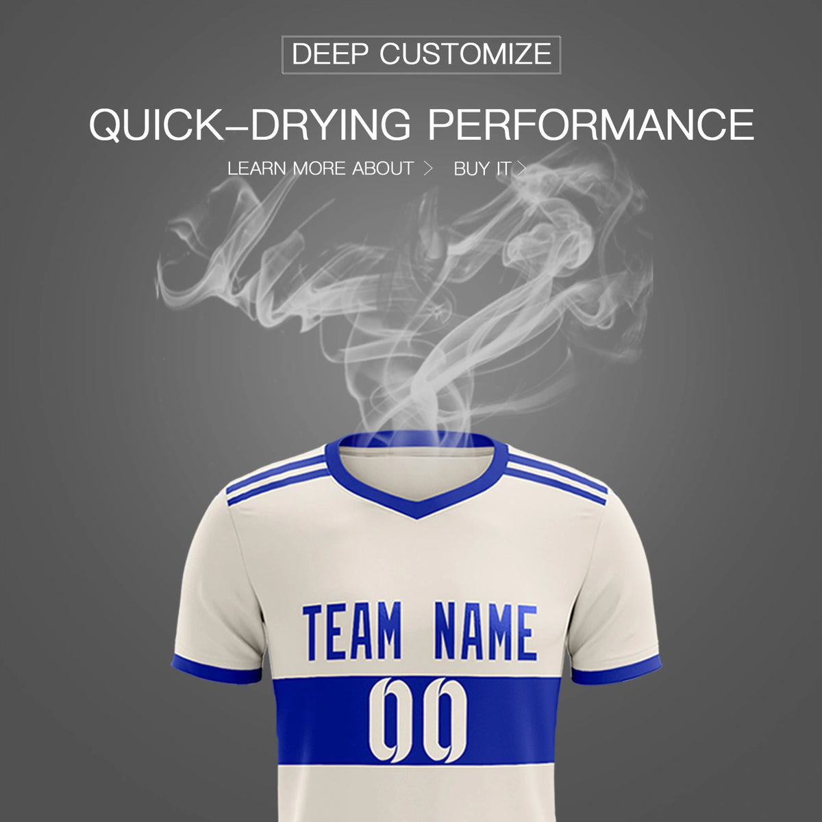 Custom Khaki-Royal Blue Breathable Soccer Sets Jersey