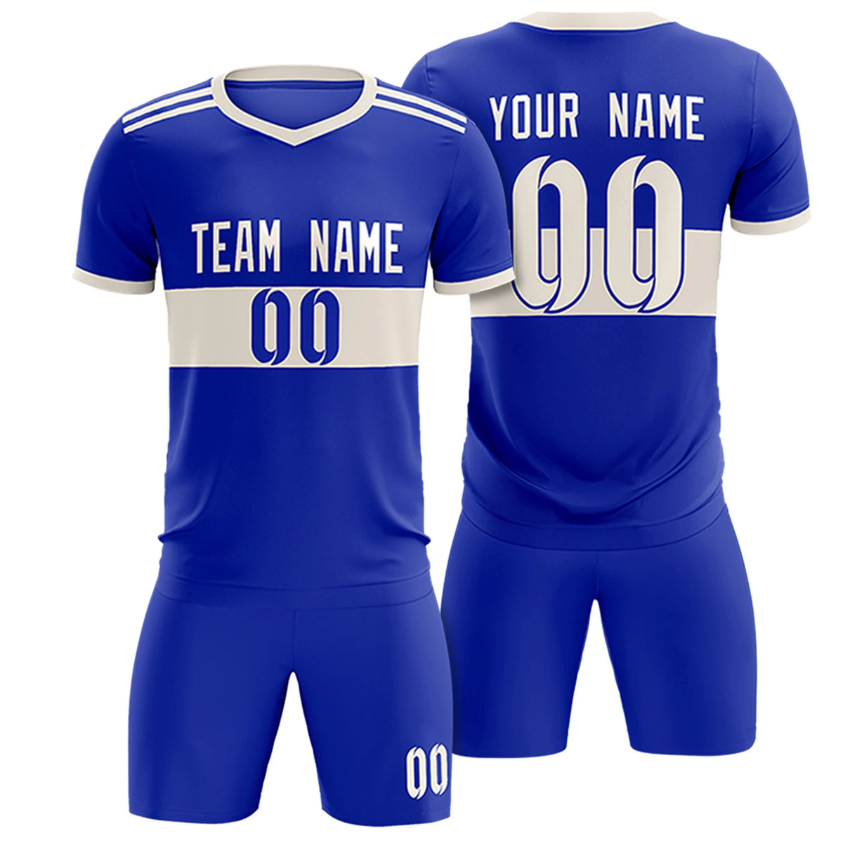 Custom Royal Blue-Khaki Breathable Soccer Sets Jersey