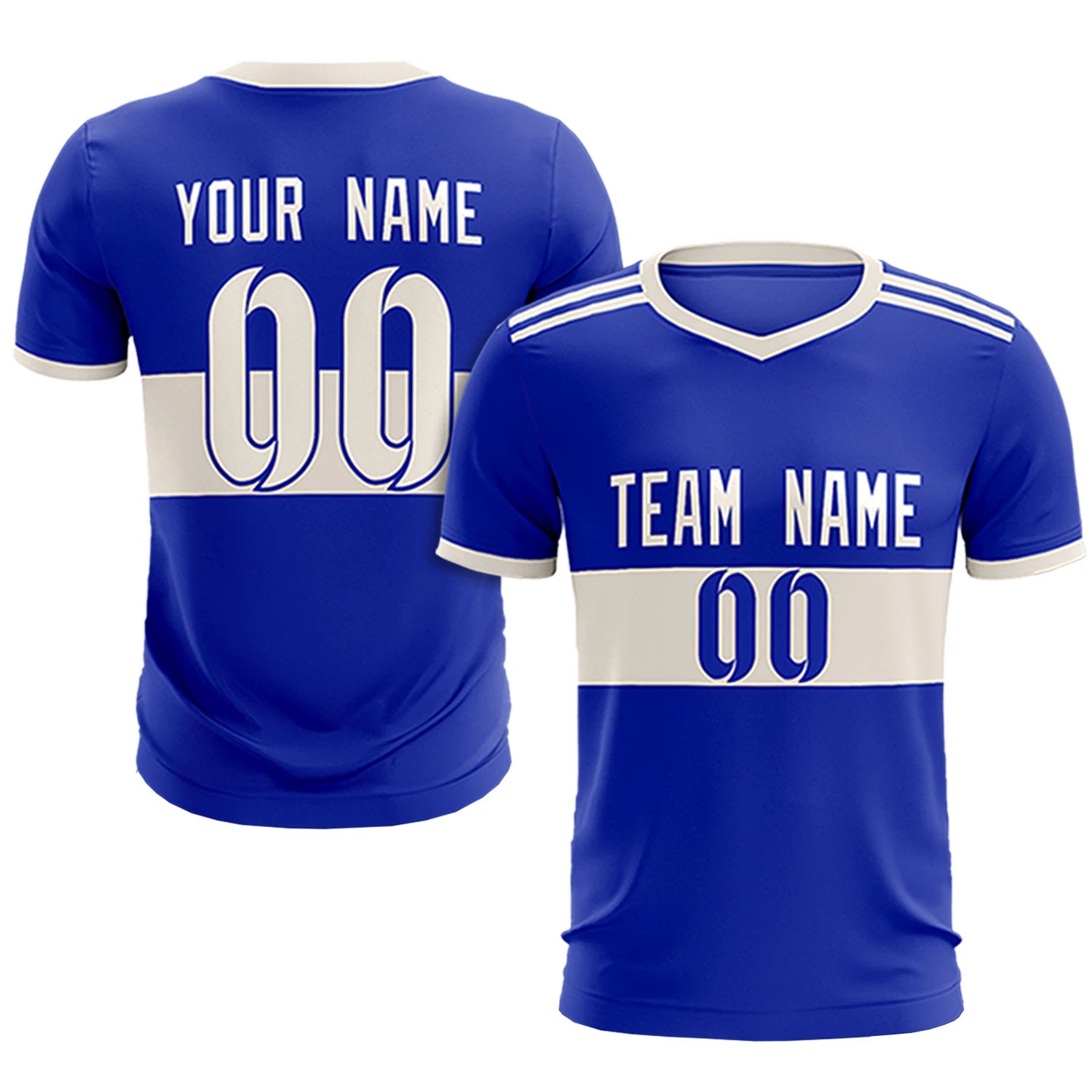 Custom Royal Blue-Khaki Breathable Soccer Sets Jersey