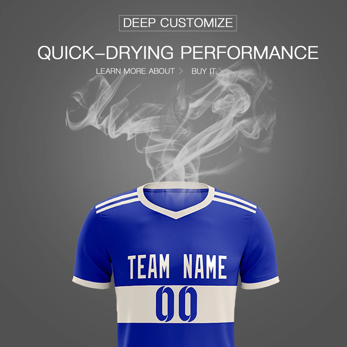 Custom Royal Blue-Khaki Breathable Soccer Sets Jersey