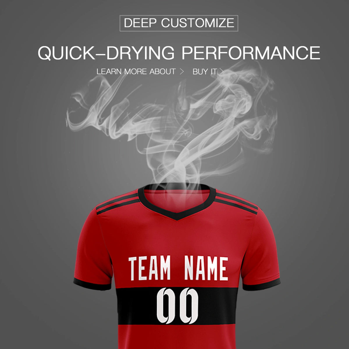 Custom Red Black Breathable Soccer Sets Jersey