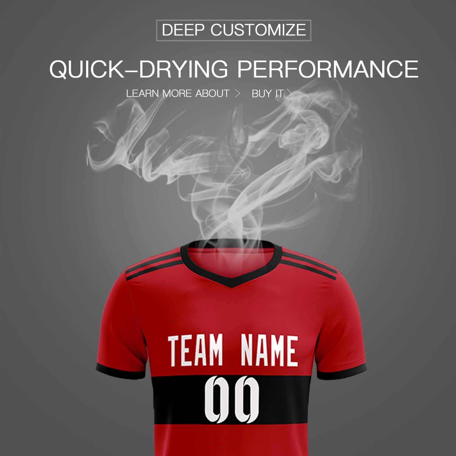 Custom Red Black Breathable Soccer Sets Jersey