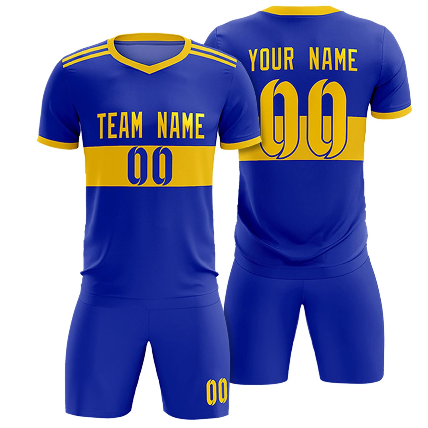 Custom Royal Blue-Gold 01 Breathable Soccer Sets Jersey