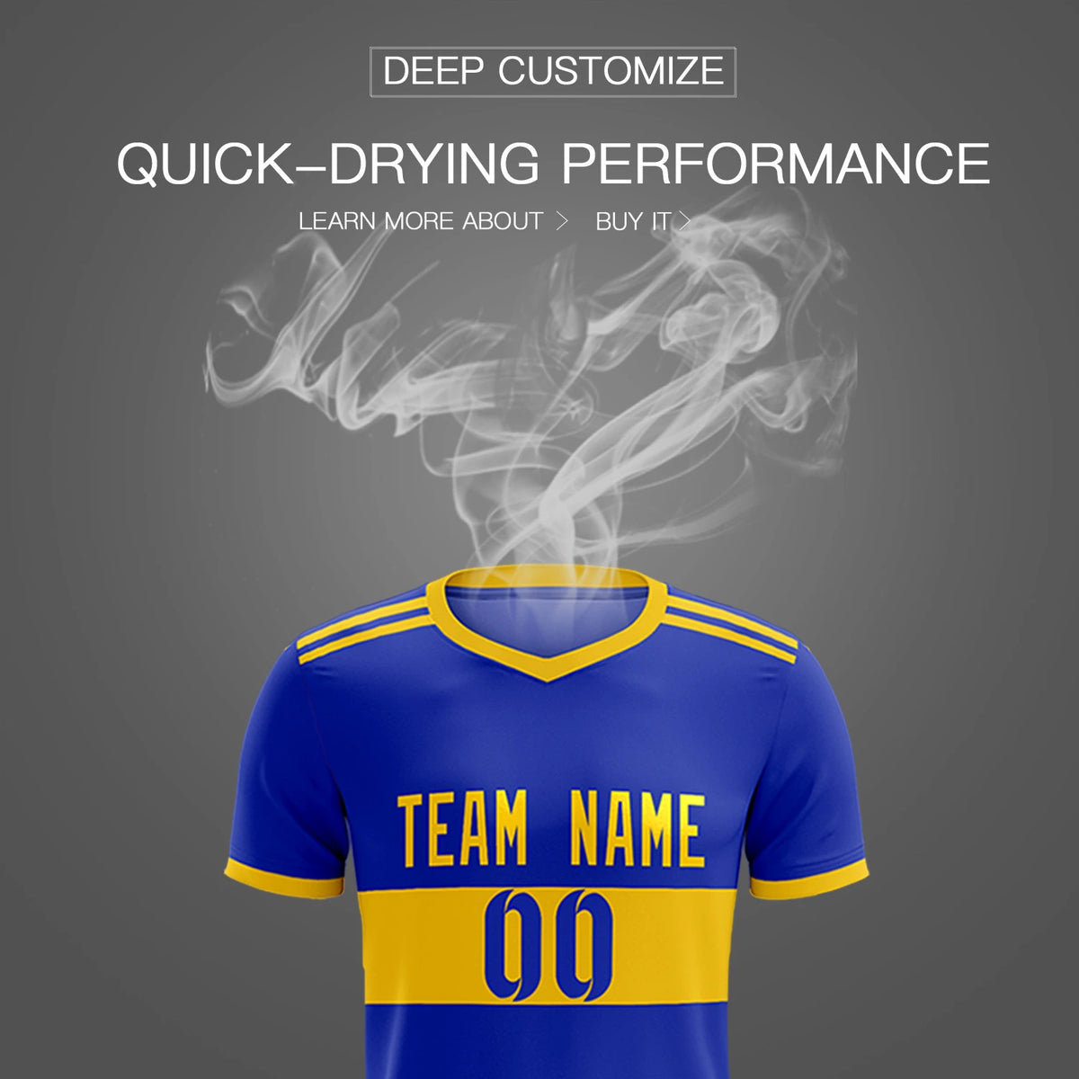 Custom Royal Blue-Gold 01 Breathable Soccer Sets Jersey