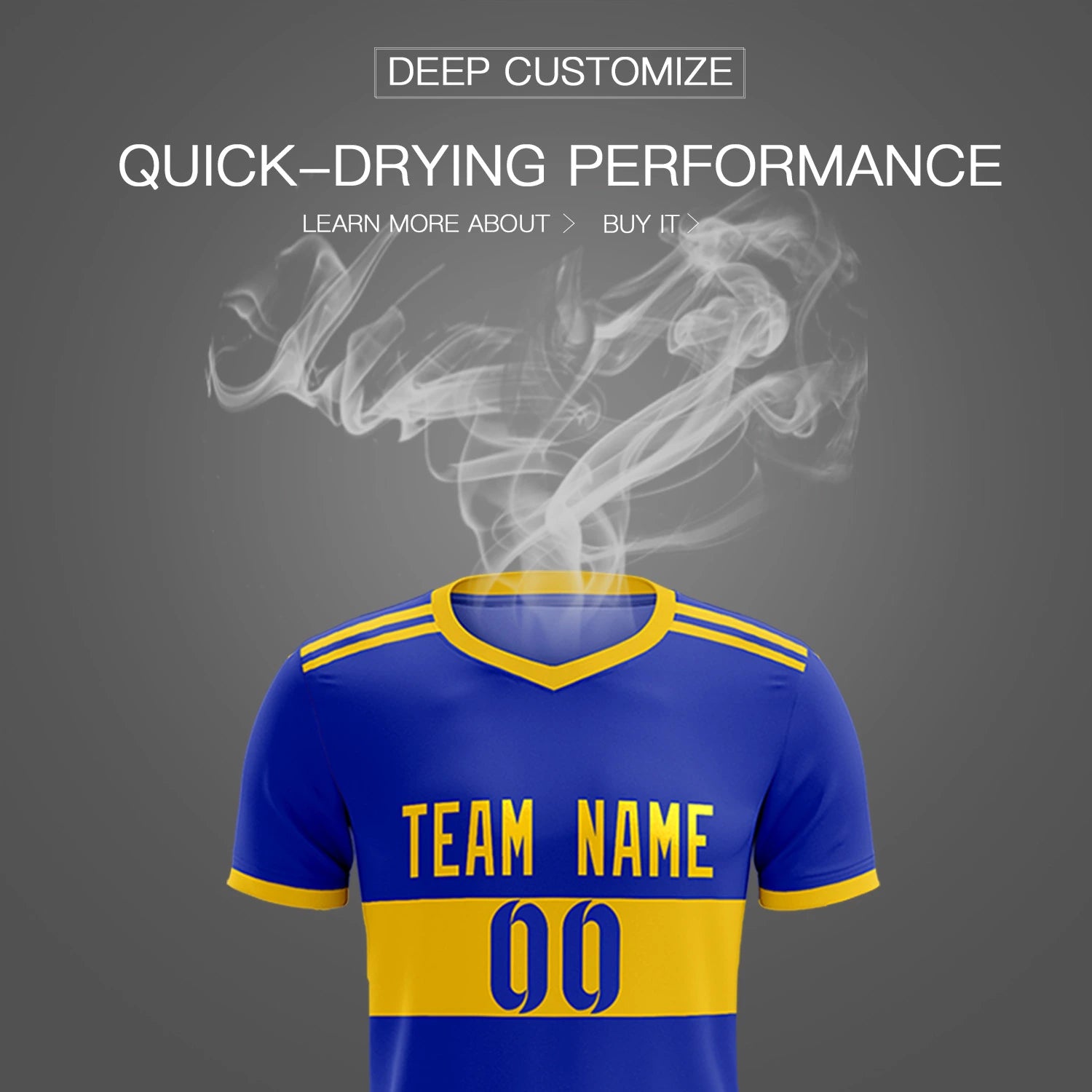 Custom Royal Blue-Gold 01 Breathable Soccer Sets Jersey