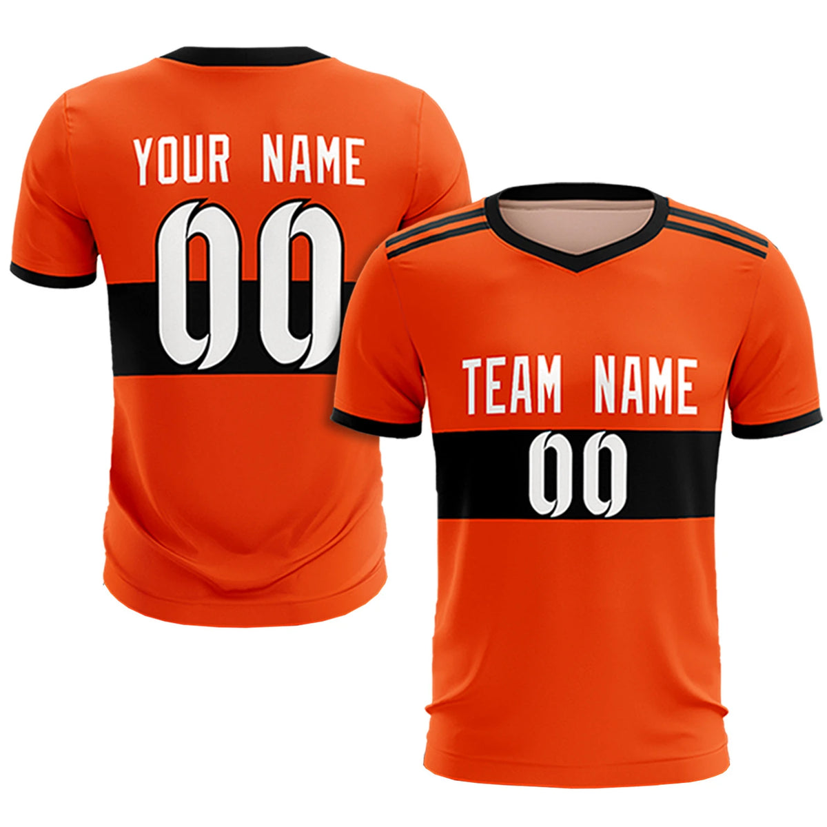 Custom Orange Black Breathable Soccer Sets Jersey
