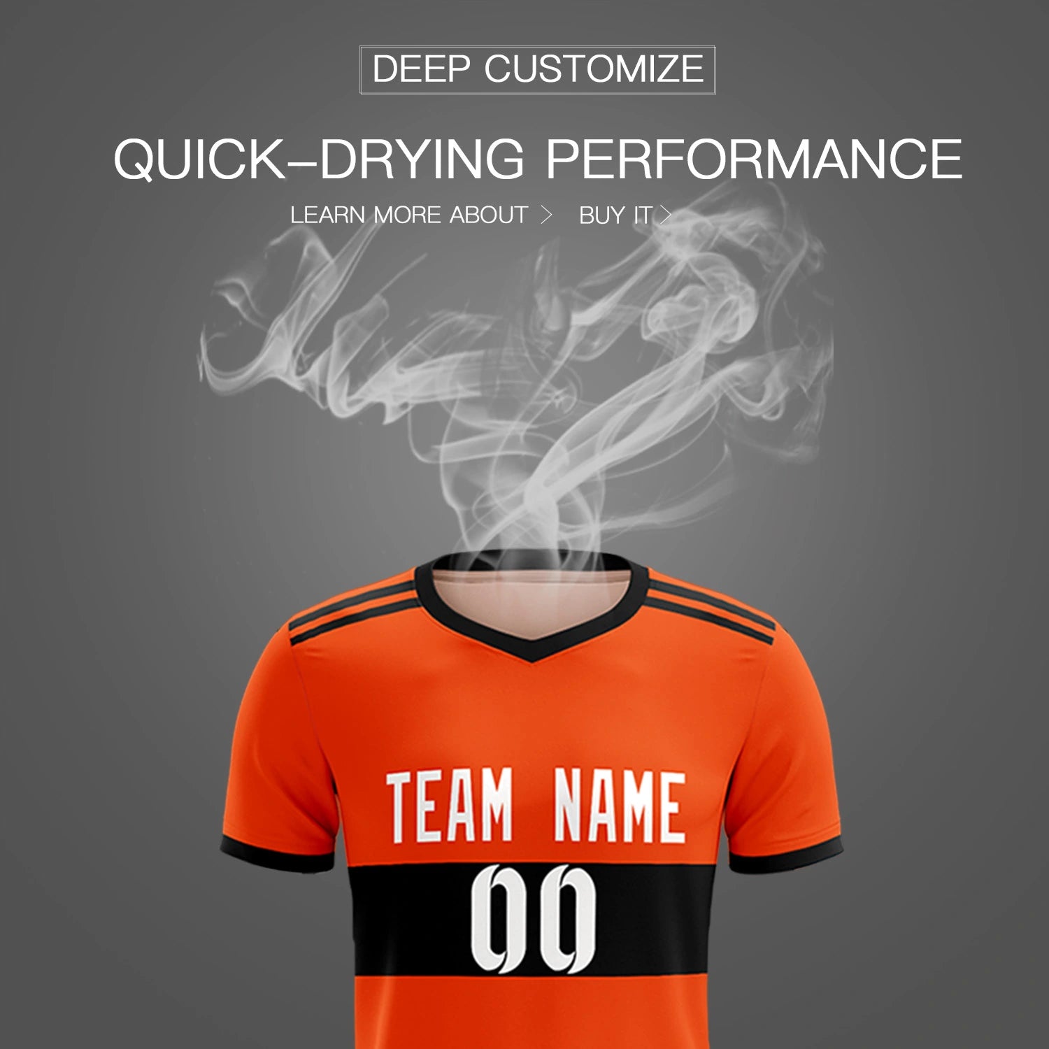 Custom Orange Black Breathable Soccer Sets Jersey